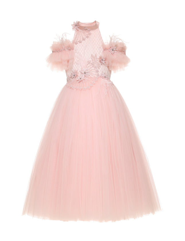 kids atelier tulleen Pink Freya Lace Embellished Tulle Gown