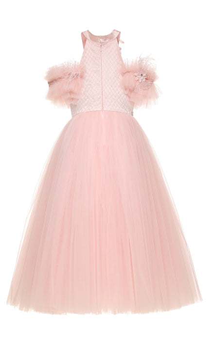 kids atelier tulleen Pink Freya Lace Embellished Tulle Gown