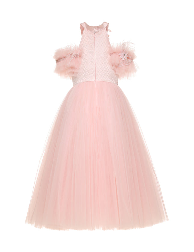 kids atelier tulleen Pink Freya Lace Embellished Tulle Gown