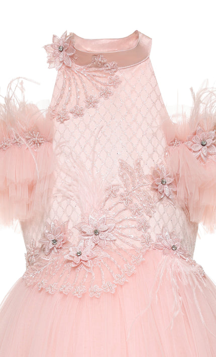 kids atelier tulleen Pink Freya Lace Embellished Tulle Gown