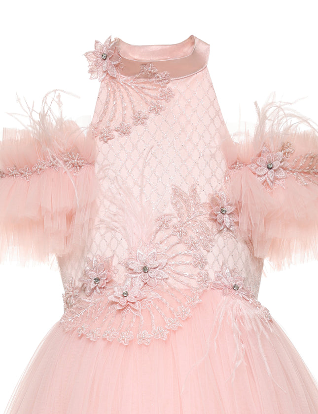 kids atelier tulleen Pink Freya Lace Embellished Tulle Gown