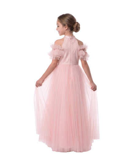 kids atelier tulleen Pink Freya Lace Embellished Tulle Gown