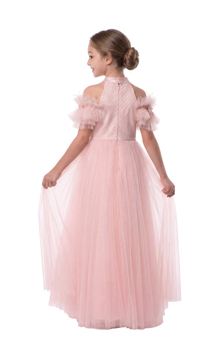 kids atelier tulleen Pink Freya Lace Embellished Tulle Gown