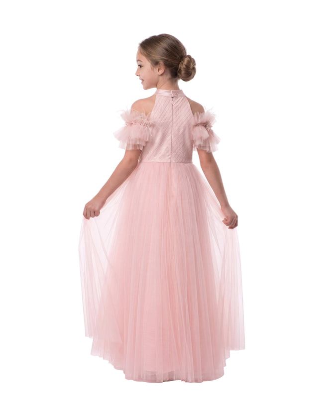 kids atelier tulleen Pink Freya Lace Embellished Tulle Gown
