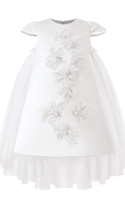 kids atelier tulleen White Embroidered Briavelle Dress