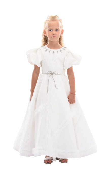 kids atelier tulleen White Raineri Gem Shimmer Overlay Dress