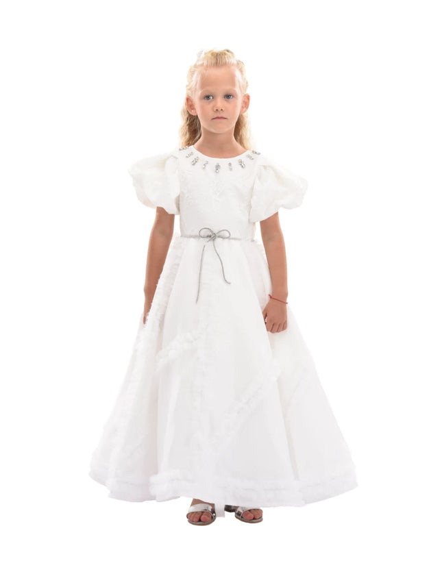 White Raineri Gem Shimmer Overlay Dress