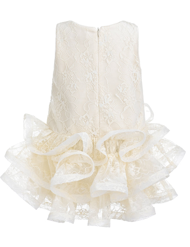 kids atelier tulleen Cream Yelena Lace Ruffle Dress