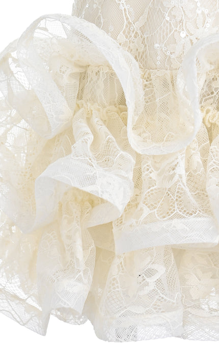 kids atelier tulleen Cream Yelena Lace Ruffle Dress