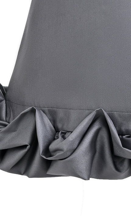 kids atelier Tulleen Gray Clarette Satin Ruffle-Hem Dress
