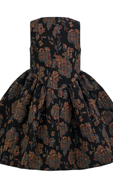 kids atelier tulleen Black Emelina Floral Pleated Dress