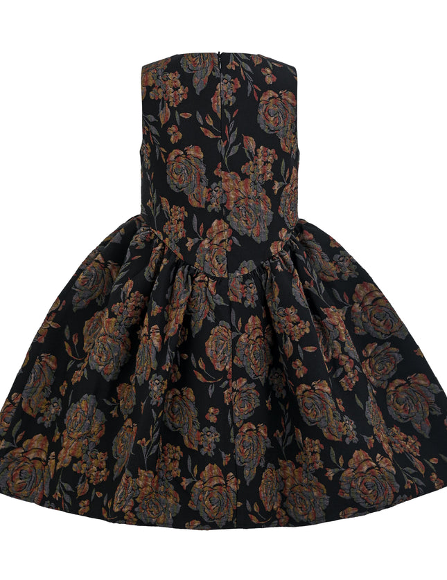 kids atelier tulleen Black Emelina Floral Pleated Dress