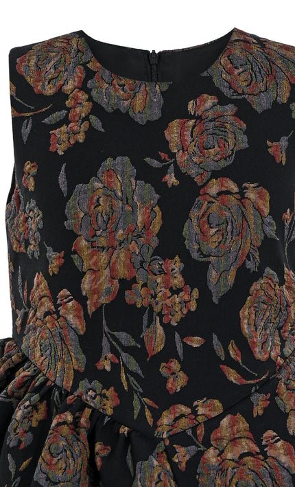 kids atelier tulleen Black Emelina Floral Pleated Dress