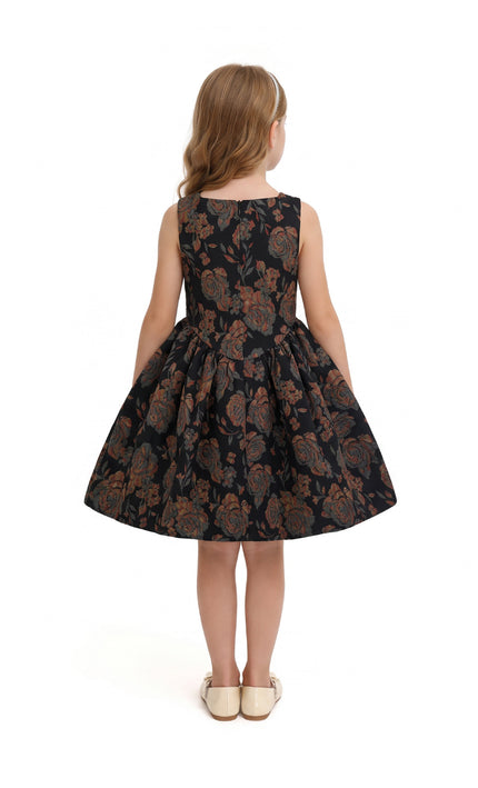 kids atelier tulleen Black Emelina Floral Pleated Dress