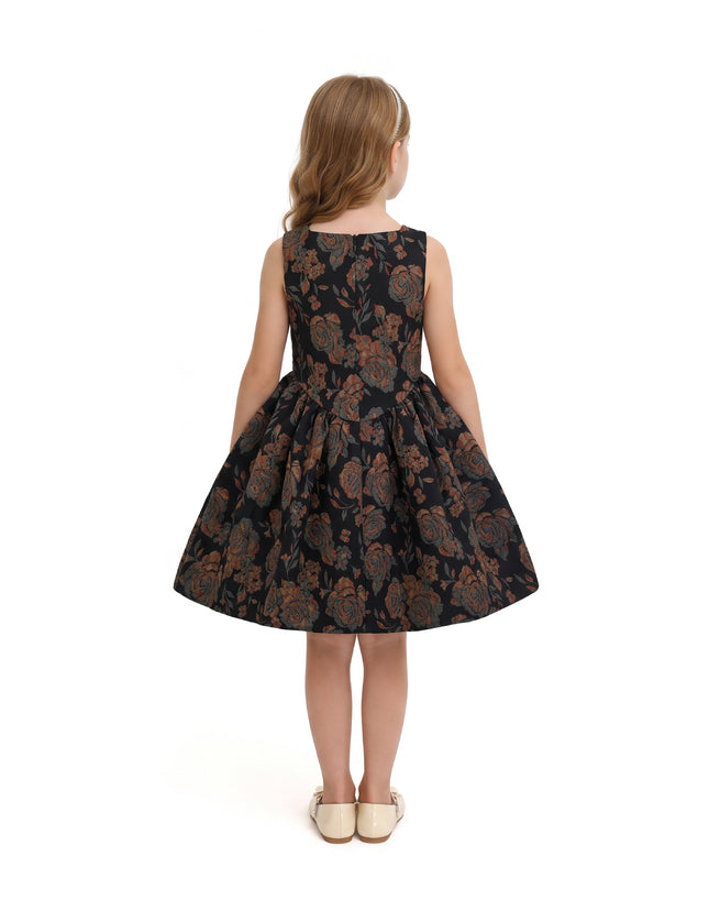 kids atelier tulleen Black Emelina Floral Pleated Dress