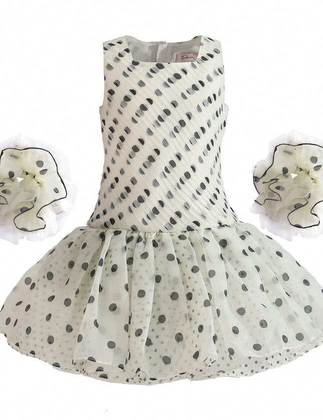 kids atelier tulleen White Calivra Polka Dot Dress