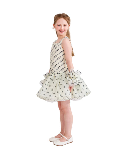 kids atelier tulleen White Calivra Polka Dot Dress