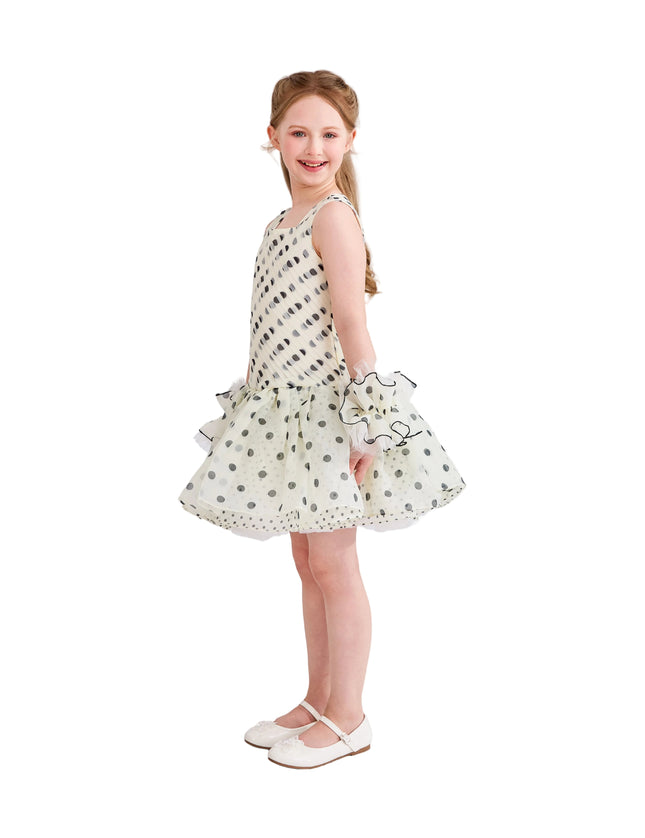 kids atelier tulleen White Calivra Polka Dot Dress