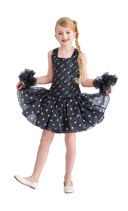 kids atelier tulleen Black Calivra Polka Dot Dress