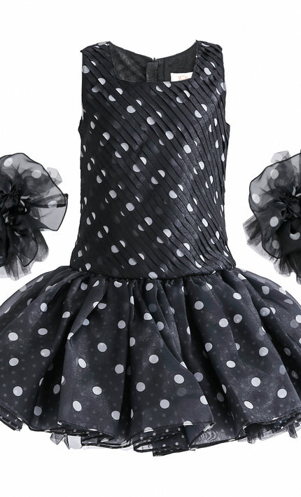 kids atelier tulleen Black Calivra Polka Dot Dress