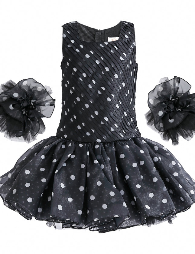 kids atelier tulleen Black Calivra Polka Dot Dress