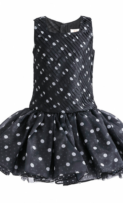 kids atelier tulleen Black Calivra Polka Dot Dress