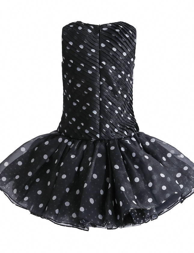 kids atelier tulleen Black Calivra Polka Dot Dress