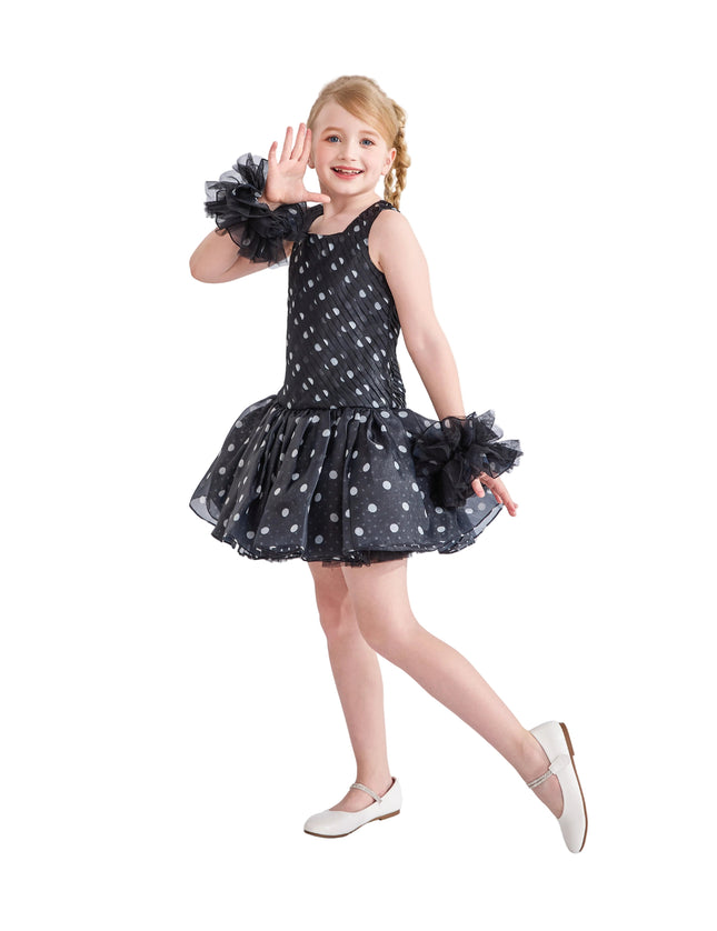 kids atelier tulleen Black Calivra Polka Dot Dress