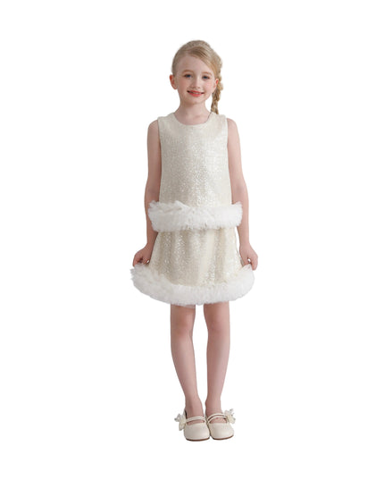 kids atelier tulleen Cream Celeste Sequin Party Outfit