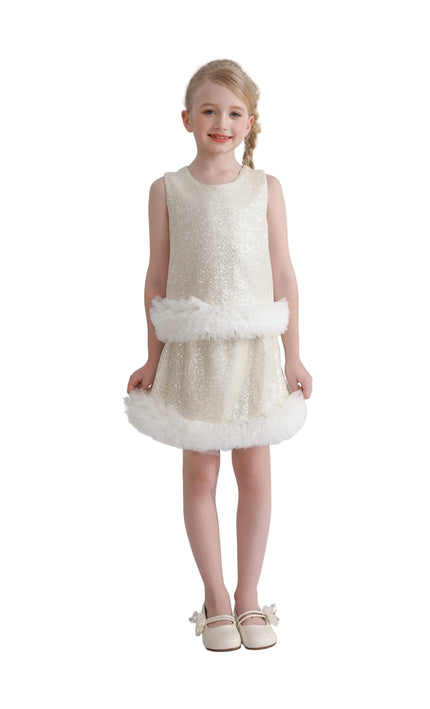 kids atelier tulleen Cream Celeste Sequin Party Outfit