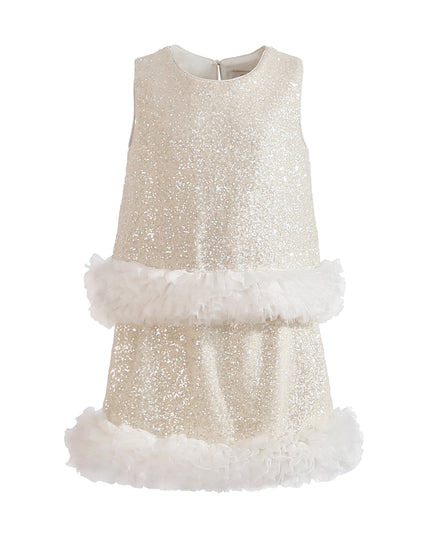 kids atelier tulleen Cream Celeste Sequin Party Outfit