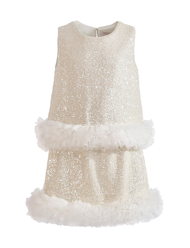 kids atelier tulleen Cream Celeste Sequin Party Outfit