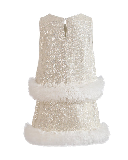 kids atelier tulleen Cream Celeste Sequin Party Outfit