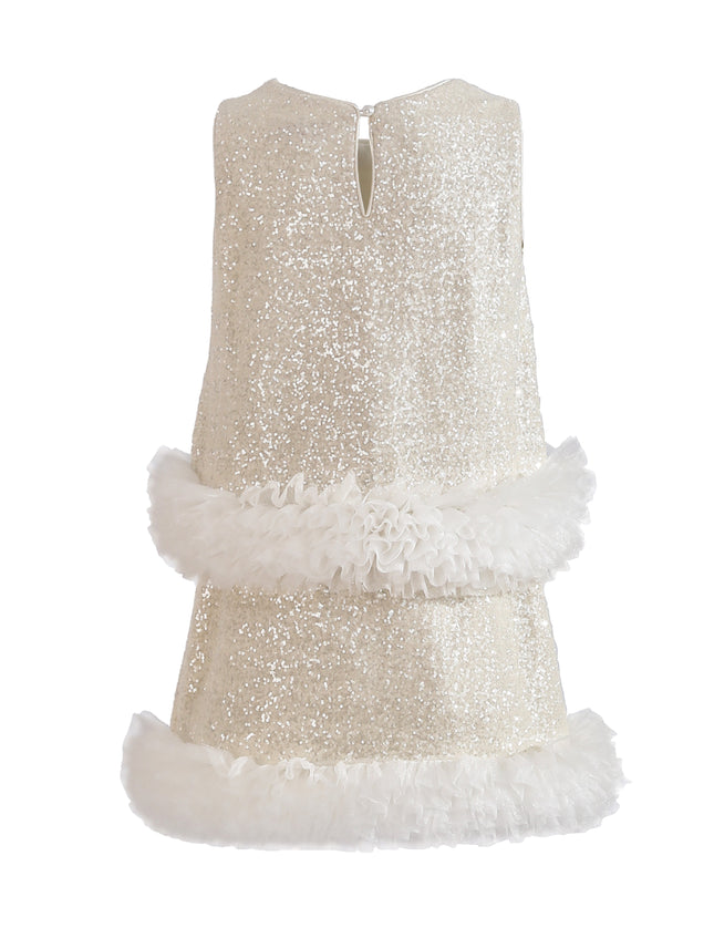kids atelier tulleen Cream Celeste Sequin Party Outfit