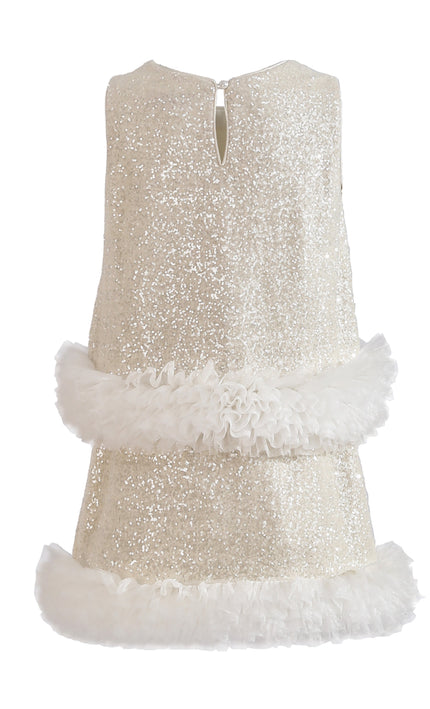 kids atelier tulleen Cream Celeste Sequin Party Outfit