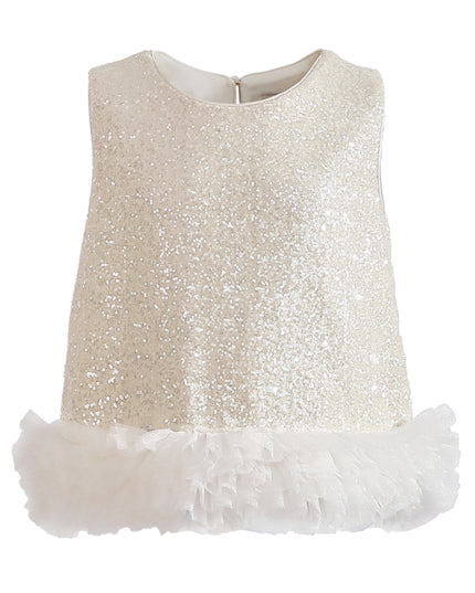 kids atelier tulleen Cream Celeste Sequin Party Outfit