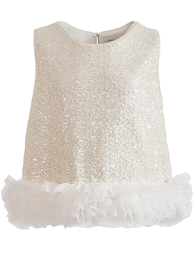 kids atelier tulleen Cream Celeste Sequin Party Outfit