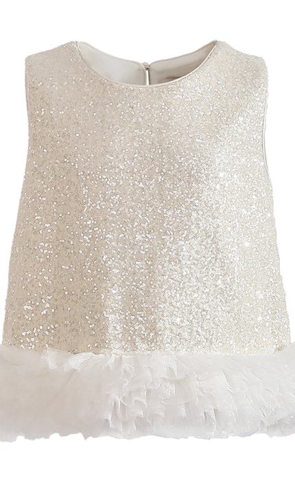 kids atelier tulleen Cream Celeste Sequin Party Outfit