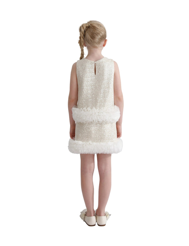 kids atelier tulleen Cream Celeste Sequin Party Outfit