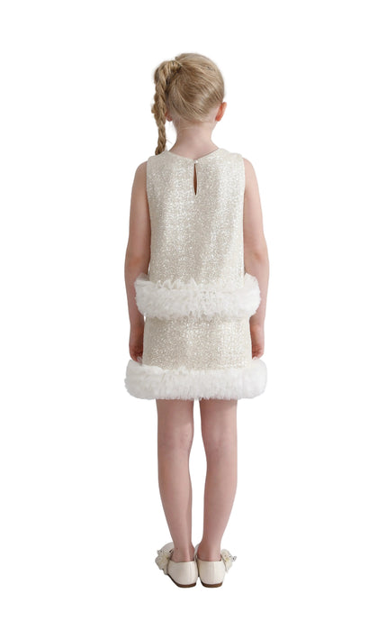 kids atelier tulleen Cream Celeste Sequin Party Outfit