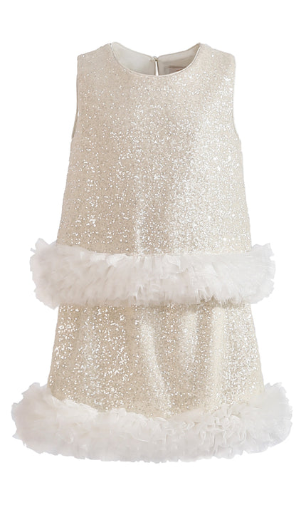 kids atelier tulleen Cream Celeste Sequin Party Outfit