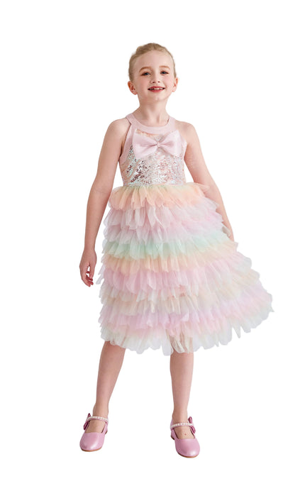 kids atelier tulleen Light Pink Sylvette Sequin Tulle Dress