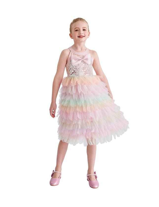 kids atelier tulleen Light Pink Sylvette Sequin Tulle Dress