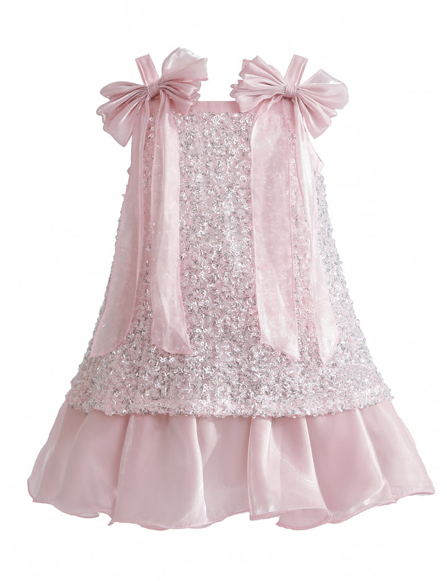 kids atelier tulleen Light Pink Aurielle Beaded Bow Dress