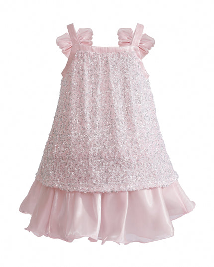kids atelier tulleen Light Pink Aurielle Beaded Bow Dress