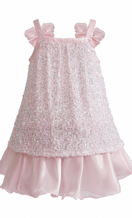 kids atelier tulleen Light Pink Aurielle Beaded Bow Dress