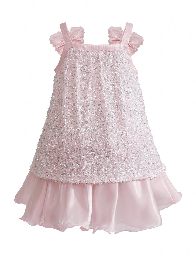kids atelier tulleen Light Pink Aurielle Beaded Bow Dress