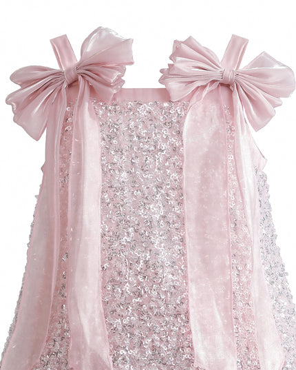 kids atelier tulleen Light Pink Aurielle Beaded Bow Dress