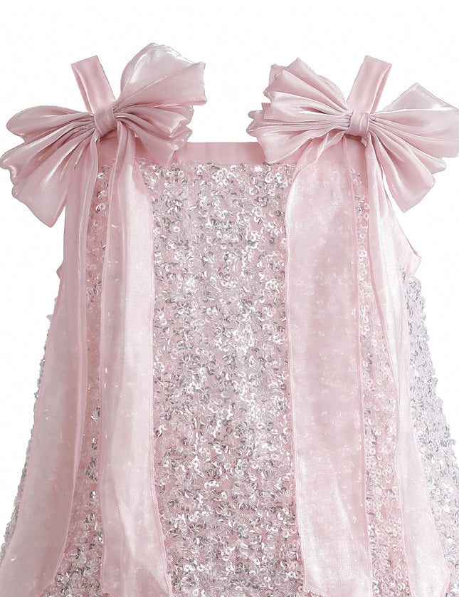 kids atelier tulleen Light Pink Aurielle Beaded Bow Dress