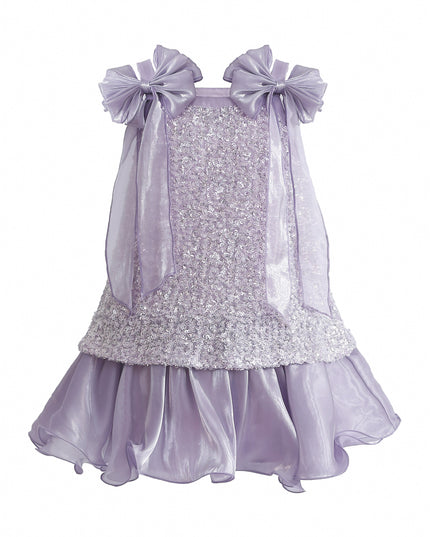 kids atelier tulleen Purple Aurielle Beaded Bow Dress